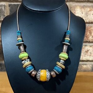 Chico’s Vintage Tribal style colorful statement necklace